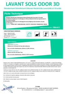 Produit Sa Chim – Fiche Technique - LAVANT SOLS ODOR 3D
