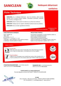 Produit Sa Chim – Fiche Technique - SANICLEAN SANS PICTO