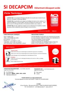 Produit Sa Chim – Fiche Technique - SI DECAPCIM