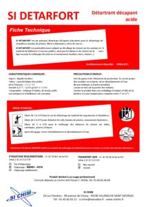 Produit Sa Chim – Fiche Technique - SI DETARFORT