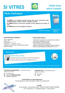 Produit Sa Chim – Fiche Technique - SI VITRES-SICHIM