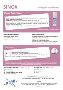 Produit Sa Chim – Fiche Technique - SINOX A2100293