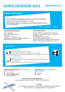 Produit Sa Chim – Fiche Technique - SUPER DECRASSE SOLS